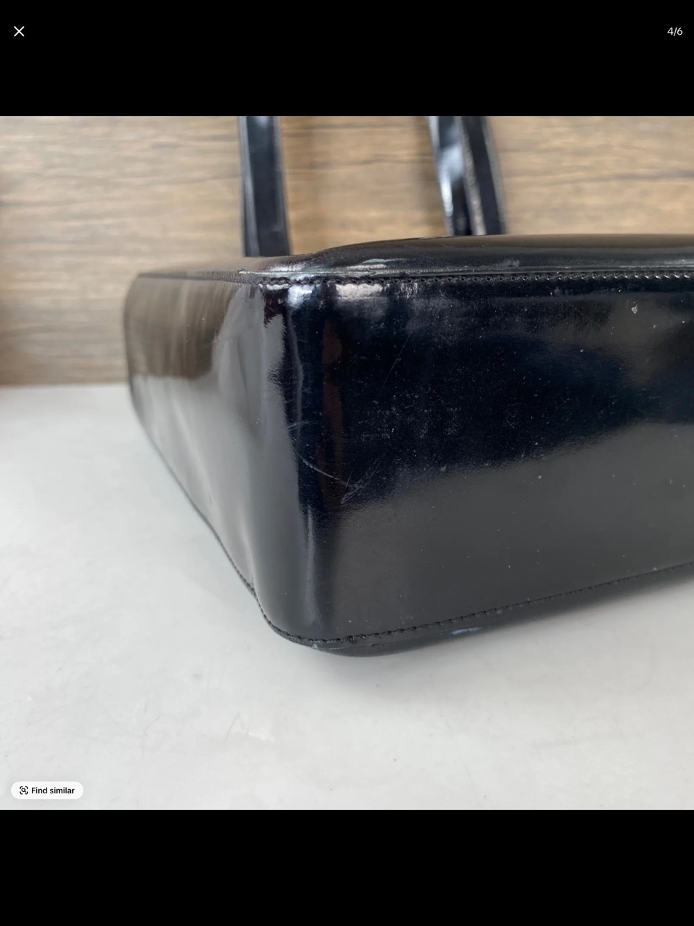 CHANEL Black Patent Leather Embossed Tote/vintage - Picture 4 of 7